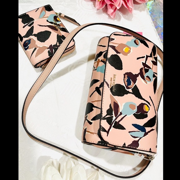 kate spade ♠️ cameron paper rose 🌹 bag & wallet - Picture 13 of 16